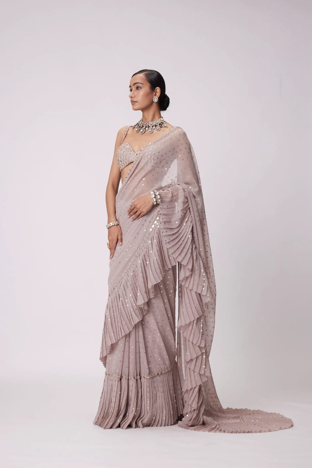 Sequins Crush Pleated Saree
