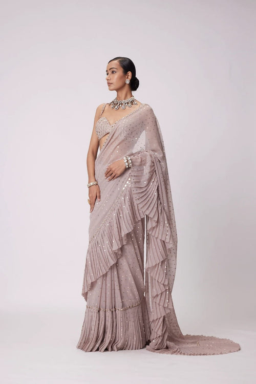 Sequins Crush Pleated Saree