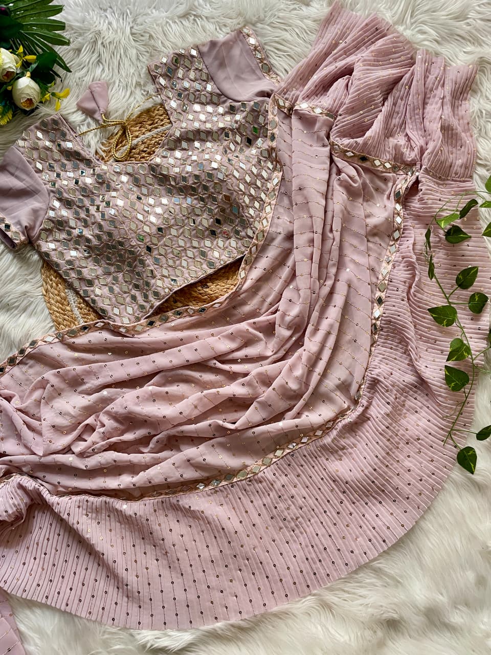 Sequins Crush Pleated Saree