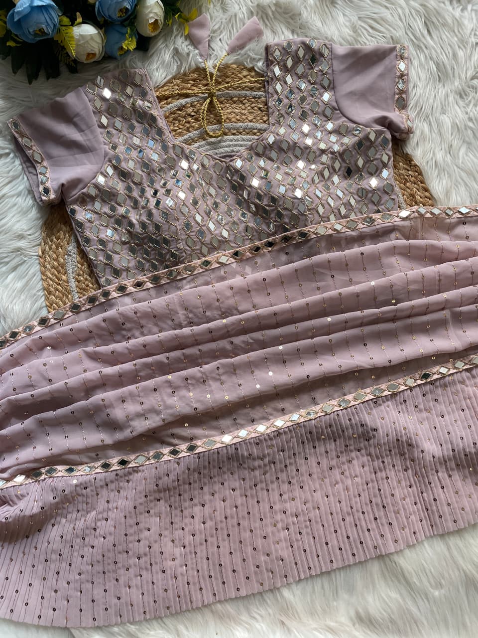 Sequins Crush Pleated Saree