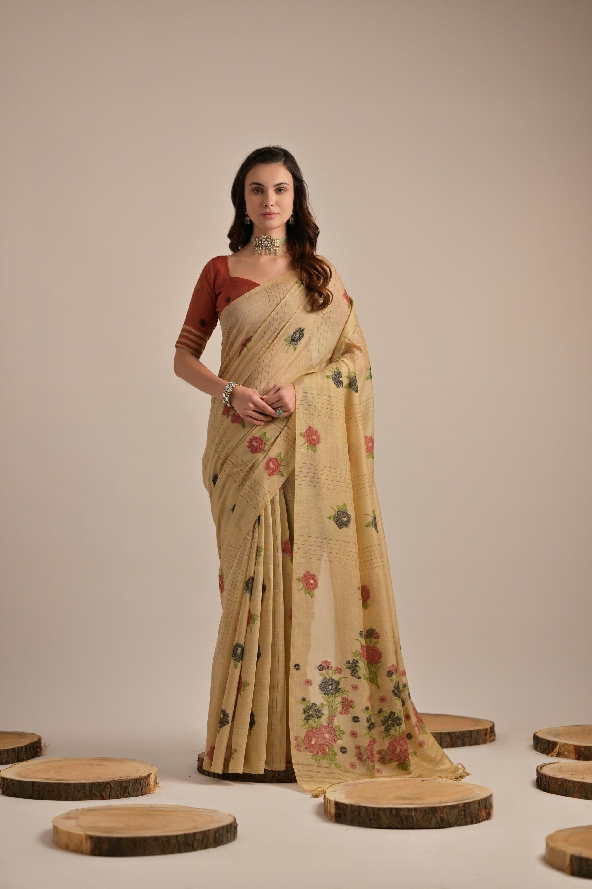 Muga Cotton Saree with Traditional Motifs