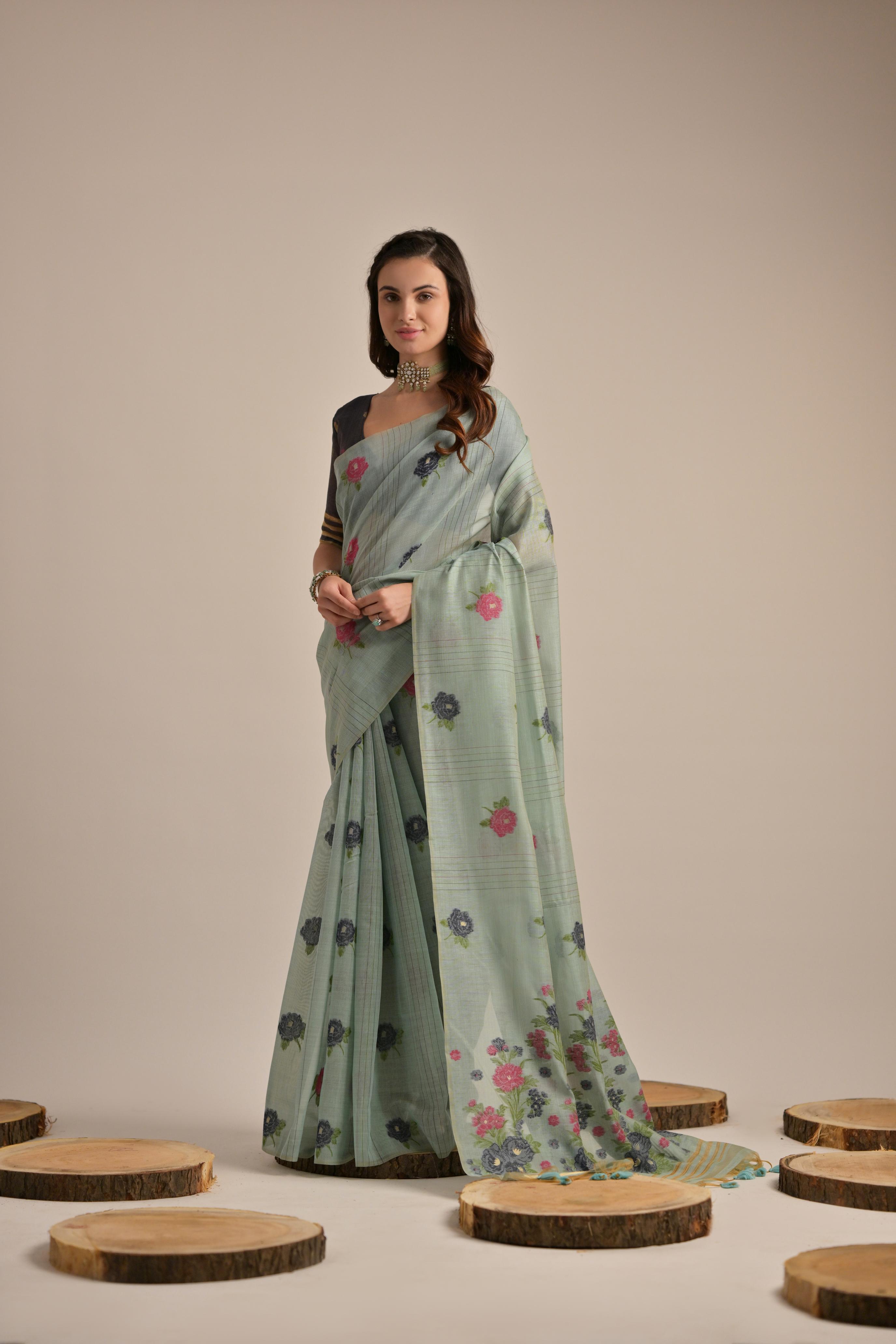 Muga Cotton Saree with Traditional Motifs